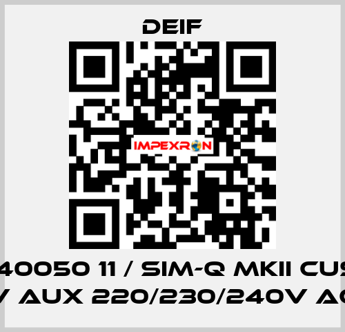 2961740050 11 / SIM-Q MKII CUSTOM, V aux 220/230/240V AC Deif