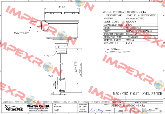 FDBDUAS110300C-2+TA Finetek