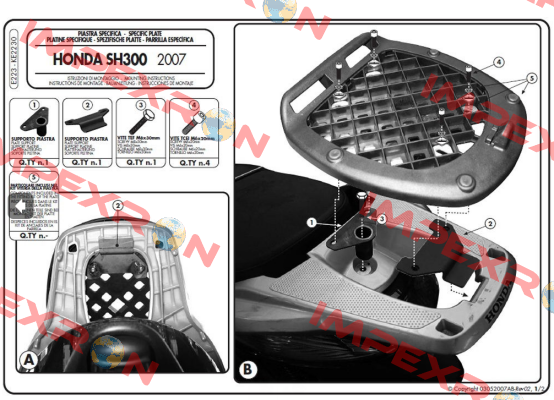 Kit E for Monolock Top Cases Honda SH 300i (2007-)   Givi