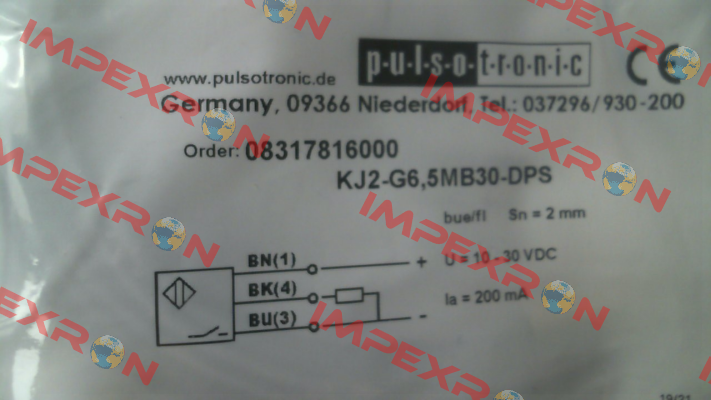 p/n: 08317816000, Type: KJ2-G6,5MB30-DPS Pulsotronic